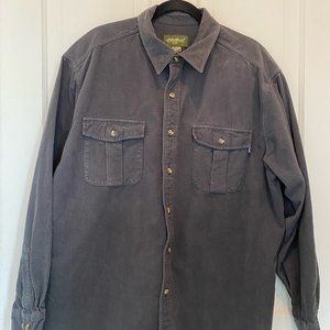 Eddie Bauer Chamois Flannel Slate Blue Button-Down sz XL
